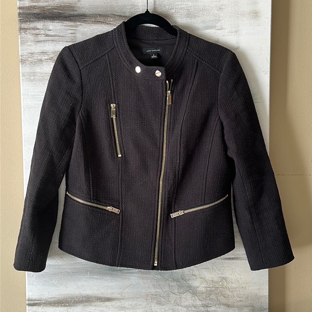 Ann Taylor Moto tweed jacket